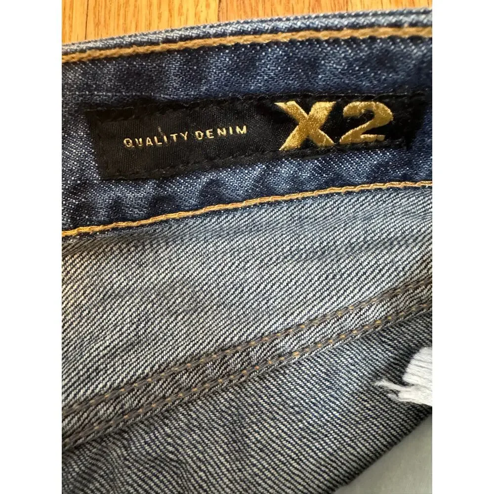 Y2K X2 Quality Denim Low Rise Ultra Mini Denim Skirt Size 2